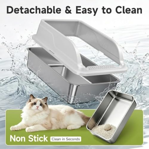 Stainless Steel Cat Litter Box (Grey L)