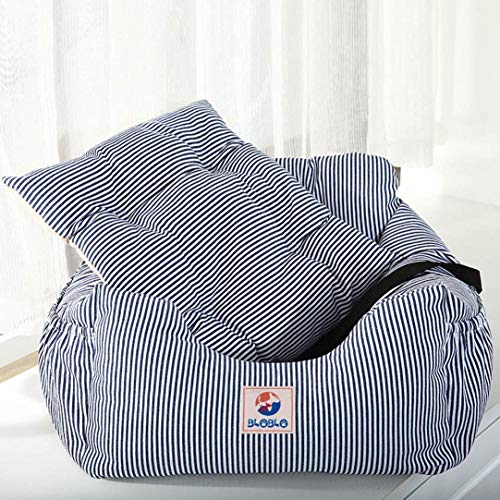 Dog Car Seat Pet Booster Seat Pet Travel Safety Dog Bed for Car with Storage Pocket (Blue)