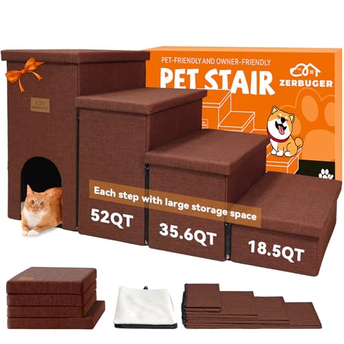 Dog Stairs with Storage (Brown With Condo / 3)