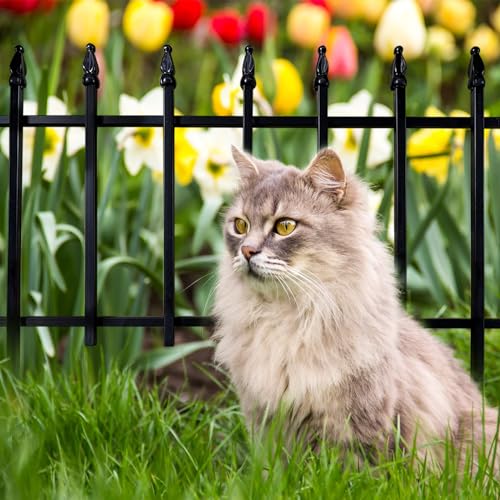 18" H x 22" W Decorative Metal Garden Border Fence (Black / 18″ H x 18.3 ft (10 Panels))