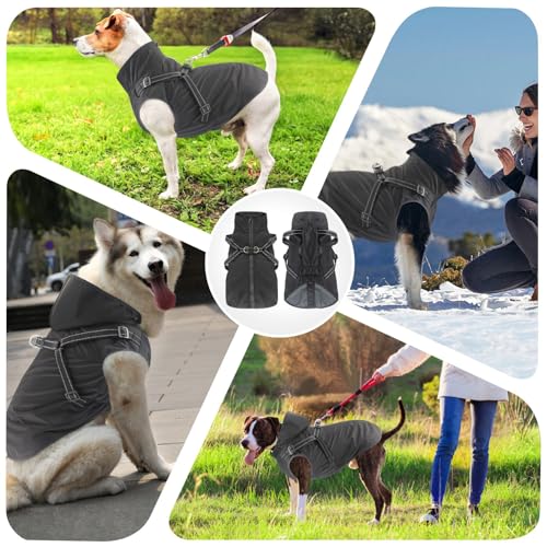 Dog Raincoat Waterproof Dog Hoodie Reflective Dog Raincoat Hooded Adjustable Rain Jacket for Small Medium Large Dogs Puppies (M / Black)