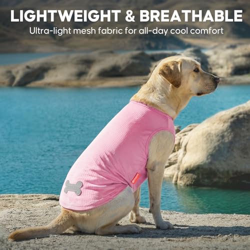 2Pack Dog Shirts for Medium Large Dogs Breathable Mesh Tank Top (XX-Large (40-55lbs) / 4# 2Pack (Lemon+Pink))