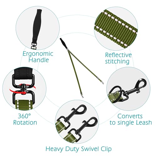 Two Point Control Dog Leash (Khaki Green)