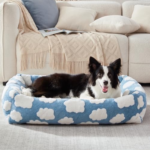 Cute Dog Bed Medium Size Dog (Cozy Clouds Blue / M (30"x24"x8"))