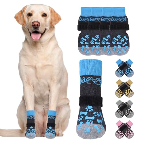 Dog Socks Shoes for Hot Pavement to Prevent Licking Paws (blue / Medium (4 Pack))