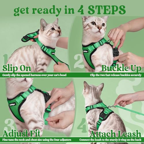 Cat Harness and Leash Set (S / Grass Green)