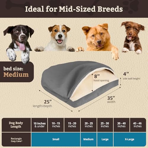 Rectangle Cozy Cave Dog Bed (Heather Gray / Medium)