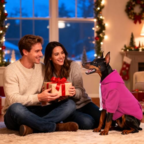 Dog Basic Hoodie Soft Dog Clothes Cold Weather Sweaters for Medium Large Dogs Cozy Fabric Warm Sweatshirt with Leash Hole for Boys (Rose Pink / S(Back: 12.6",Chest:18.11", 5-10 lbs))