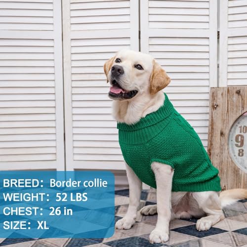 Turtleneck Dog Sweater (Large / Green)
