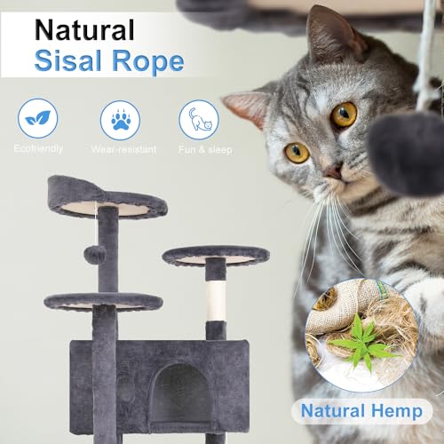 54" Cat Tree Tower (Ashy)