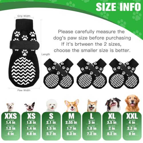 Anti Slip Dog Socks to Prevent Licking Paws for Hot Pavement (Black / Large)