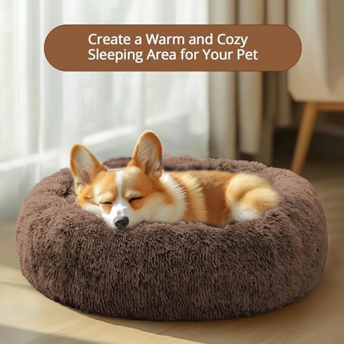 Calming Dog Beds Large Sized Dog (Coffee / 36.0"L x 36.0"W x 8.0"Th)