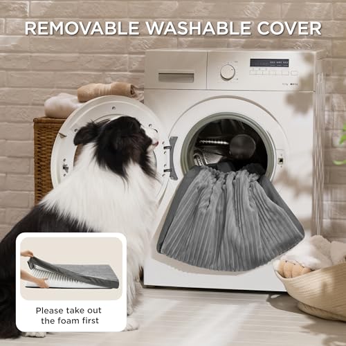 ComfyFleece Dog Bed Medium Size Dog with Washable Cover (29x18x2.8 / Charcoal Grey)