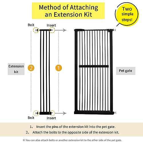 61.02" Extra Tall Pet Gate Extension Kit 8.27" Wide Black (61.02" H-black / 8.27" W, Extension)