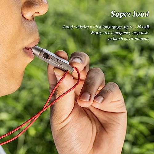 Titanium Whistle Emergency Survival Safety Whistles with Lanyard Loud for Outdoor Camping Hiking Coaches Training Sports Keychain Whistle (1 PCS - Ti9015)