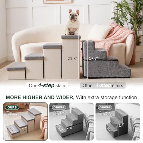Dog Stairs for High Bed (Light Grey / 37.4" X 17" X 21.3" H)