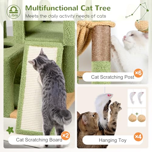 Z78 Heavy Duty Cactus Cat Tree for 20lbs Large Adult Cats (Green / 78 inch)