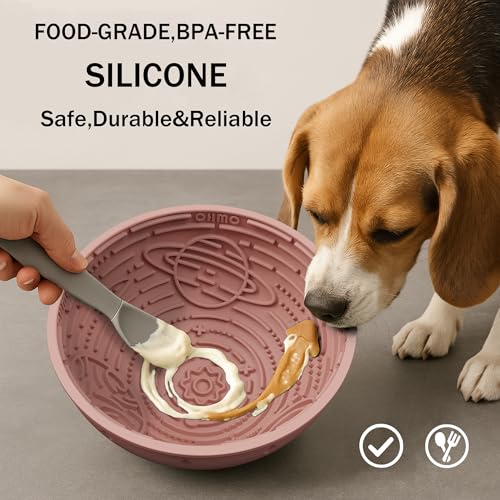 Slow Feeder Bowl & Lick Mat for Dogs (Coral / 6.3"L x 6.3"W)