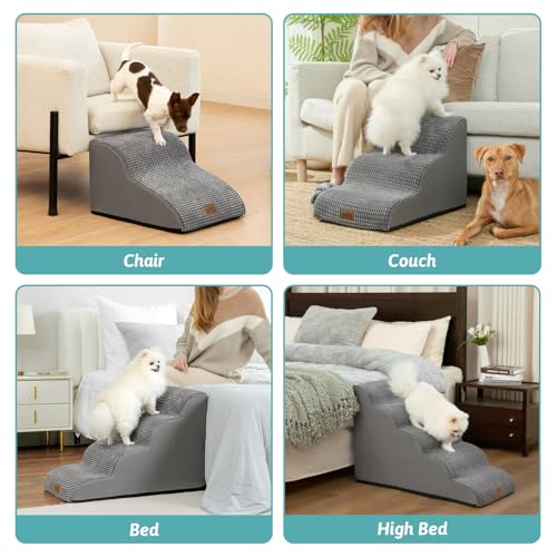Dog Stairs for Small Dog 22.6" H (Dark Grey / Standard:15.7"x33"x22.6")