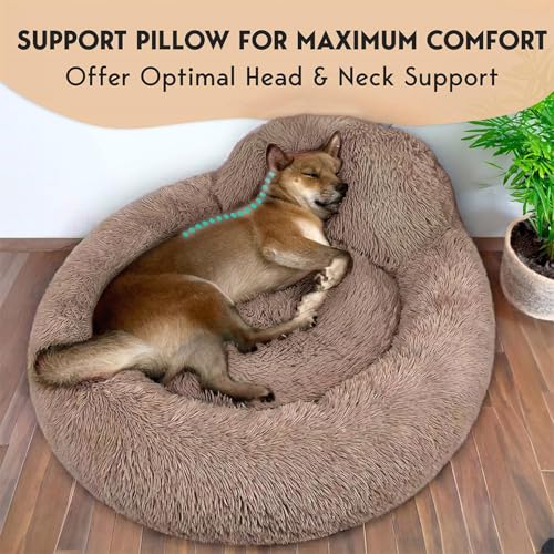 PetJett Calming Medium Dog Bed (Beige / Medium - 30”L x 30”W x 8”Th)
