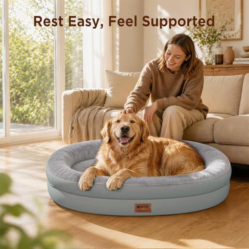 Waterproof Orthopedic Dog Bed for Extra Large Dogs (Silver / 53"L x 42"W x 8.5"Th)