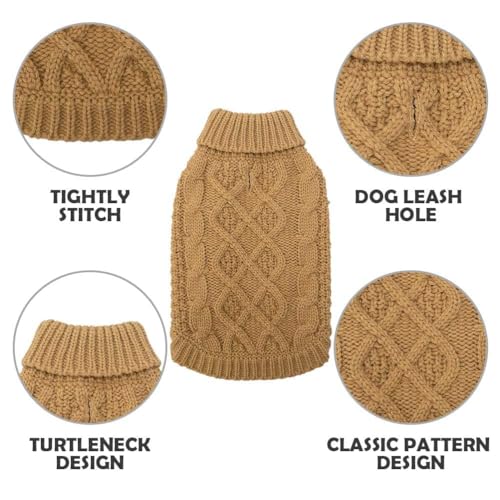 Turtleneck Dog Sweater (X-Small / Khaki)
