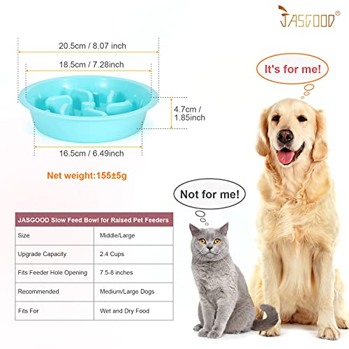 Slow Feeding Dog Bowl for Raised Pet Feeders Blue Maze Food Water Bowl Compatible with Elevated Diners (2 Cups-Fit Opening 7.5"-8"Feeder / B-Blue)