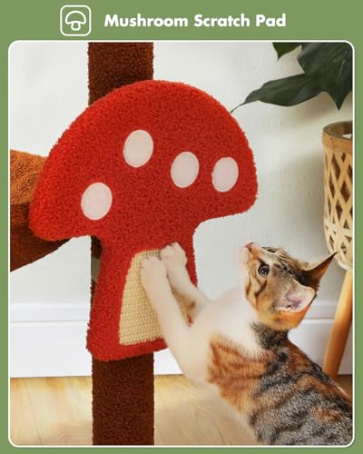 56.3" Mushroom Cat Tree with Metal Hammock (Brown / 56.3in)