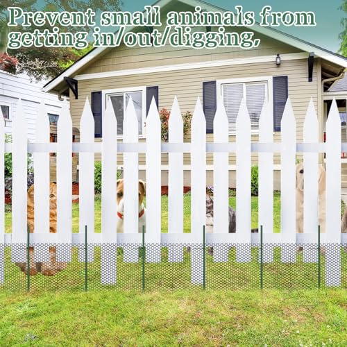 Animal Barrier Fence 12in x 33ft No Dig Garden Fence Mesh Fencing with Steel Stake Movable Portable Temporary for Poultry Dogs Rabbits Chicken Snake Barrier Garden Backyard Outdoor (12in x 33ft)
