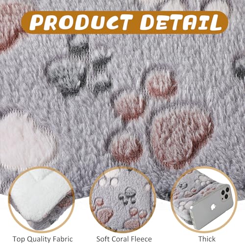 4 Pack Soft Pet Bed Mat Small Dog Crate Fleece (13 x 19 Inches / Light Gray)