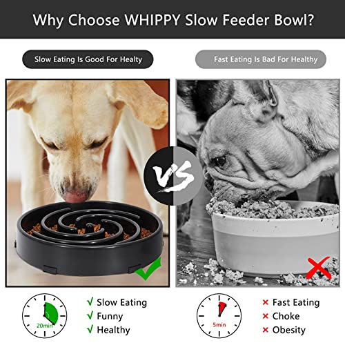 Slow Feeder Dog Bowls for Large Medium Dog Non Slip Maze Puzzle Bowl Pet Slower Food Feeding Dishes Interactive Bloat Stop Preventing Choking Healthy Dog Bowl (Large / A-black)