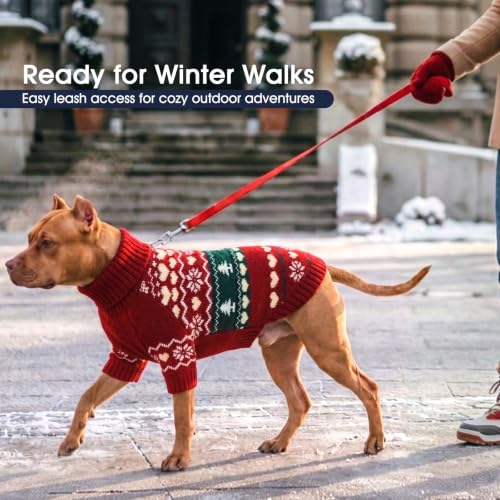 XXL Dog Sweater for Large Dogs Christmas (Nordic Hearts-Red / XX-Large)