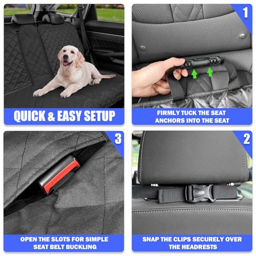 Dog Car Seat Cover for Back Seat (Standard - 53" W / Black)