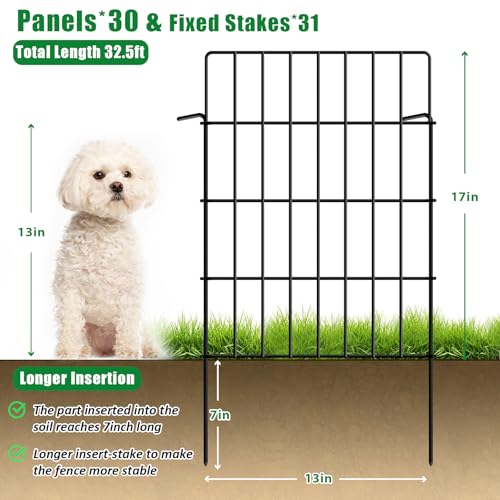 30 Pack Decorative Garden Fence Total 32.5ft (30 pack - 17in(H) x 32.5ft(L) / Black)