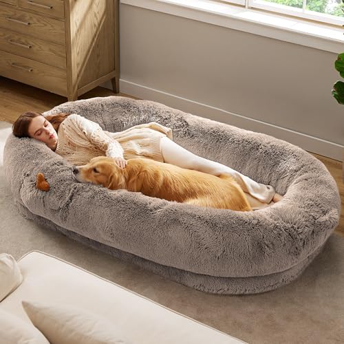 Human Dog Bed for Adult (71"L x 44"W x 12"Th / Camel)