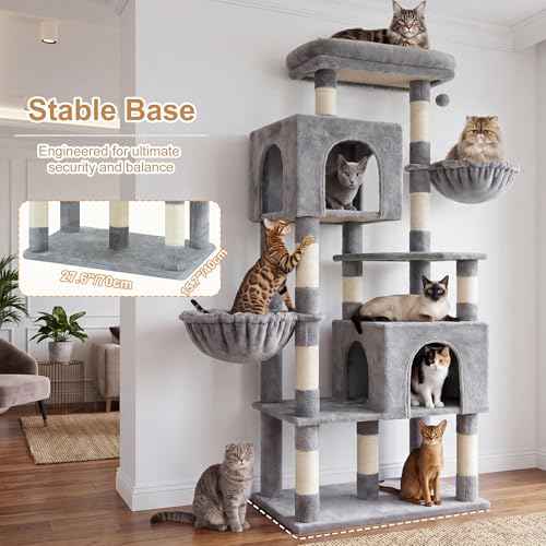 68.1" Cat Tree with Oversized Top Platform & Wide Base HCT059W (Light Gray / 68.1 inch)