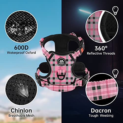 Dog Harness for Medium Sized Dog (Checkered Pink / Medium)