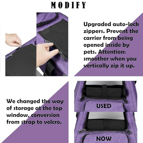 Carrying Bag Yorkie Dog Travel Kennel Ventilated Soft Pet Carrier (Purple / 18.1"L x 11.8"W x 11.8"H)