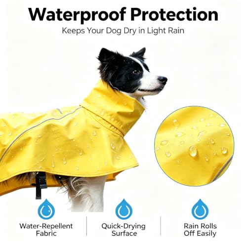 Dog Raincoat Adjustable Pet Water Proof Clothes Lightweight Rain Jacket with Strip Reflective (X-Large)