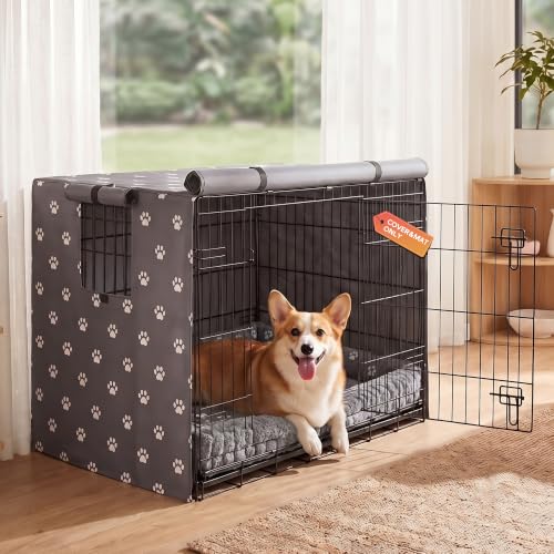 PetPrime 30 Inch Dog Crate Cover with Reversible Mat Set (30"L x 18"W x 21"H)