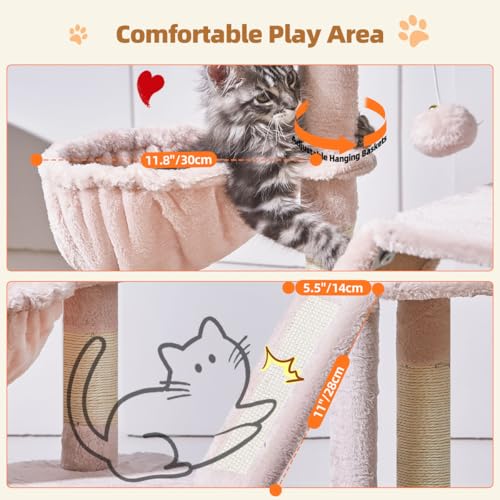 Cat Tree 38.5In Cat Tower for Indoor Cats (Jelly Pink / 38.5 Inches)