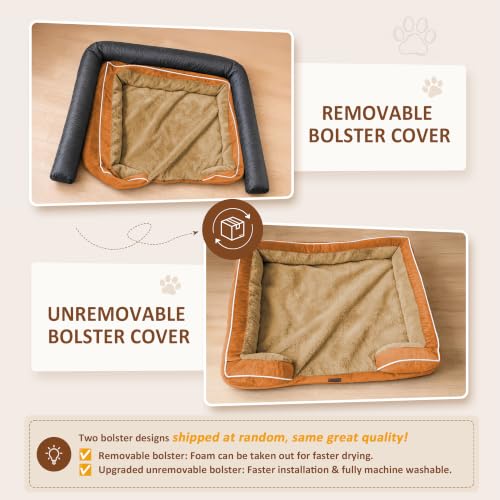 Waterproof Orthopedic Dog Beds for Extra Large Dog (53.0"L x 42.0"W x 8.5"Th / Orange)