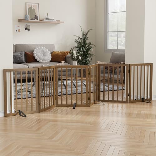 Dog Gate for Stairs (Black Walnut / 6 Panel - 110 inches Wide)
