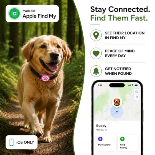 Dog Tracker with Apple Find My (Rose Red)