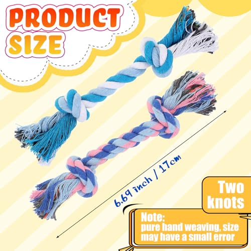 24 Pcs Dog Rope Toys Bulk Multi Color Puppy Chew Rope Cotton Teething Toys 2 Knot Tug for Aggressive Chewers Small and Medium Dogs Puppies