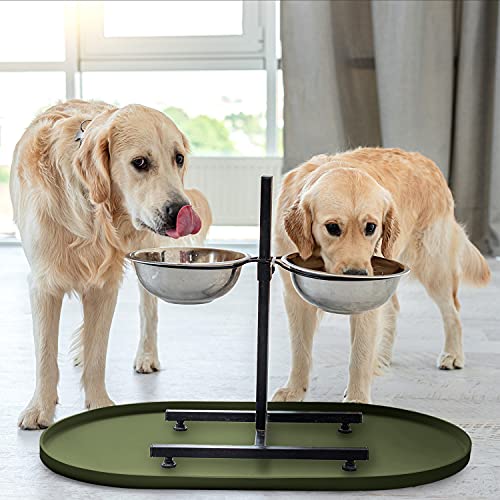 Dog Food Mat Waterproof Dog Bowl Mat (32x19 Inch (Pack of 1) / Khaki Green)