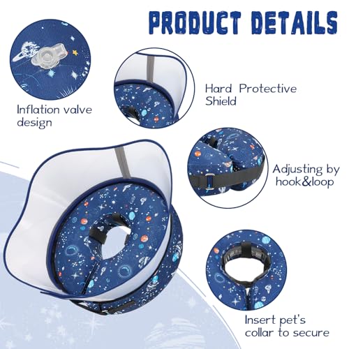 Elevated Inflatable Dog Cone Collar to Stop Licking (Navy / XL(Neck 14"-18"))