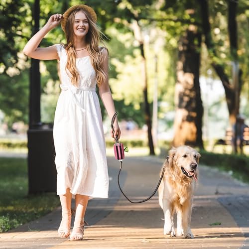 Dog Poop Bag Holder for Leashes and Treat Holder with 2 Waterproof Pouches (Purple)