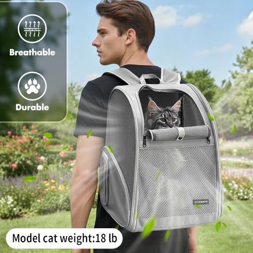 Pet Backpack Carrier (Gray / 13.7"L x 12.0"W x 18.0"H)