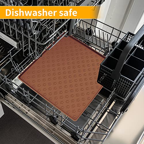 Pet Placemat for Dog and Cat (11.8"L x 11.8"W / Brown)